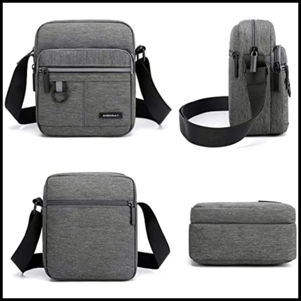 Canvas Crossbody Bag Mini Messenger Adjustable Strap Travel Essential Unisex